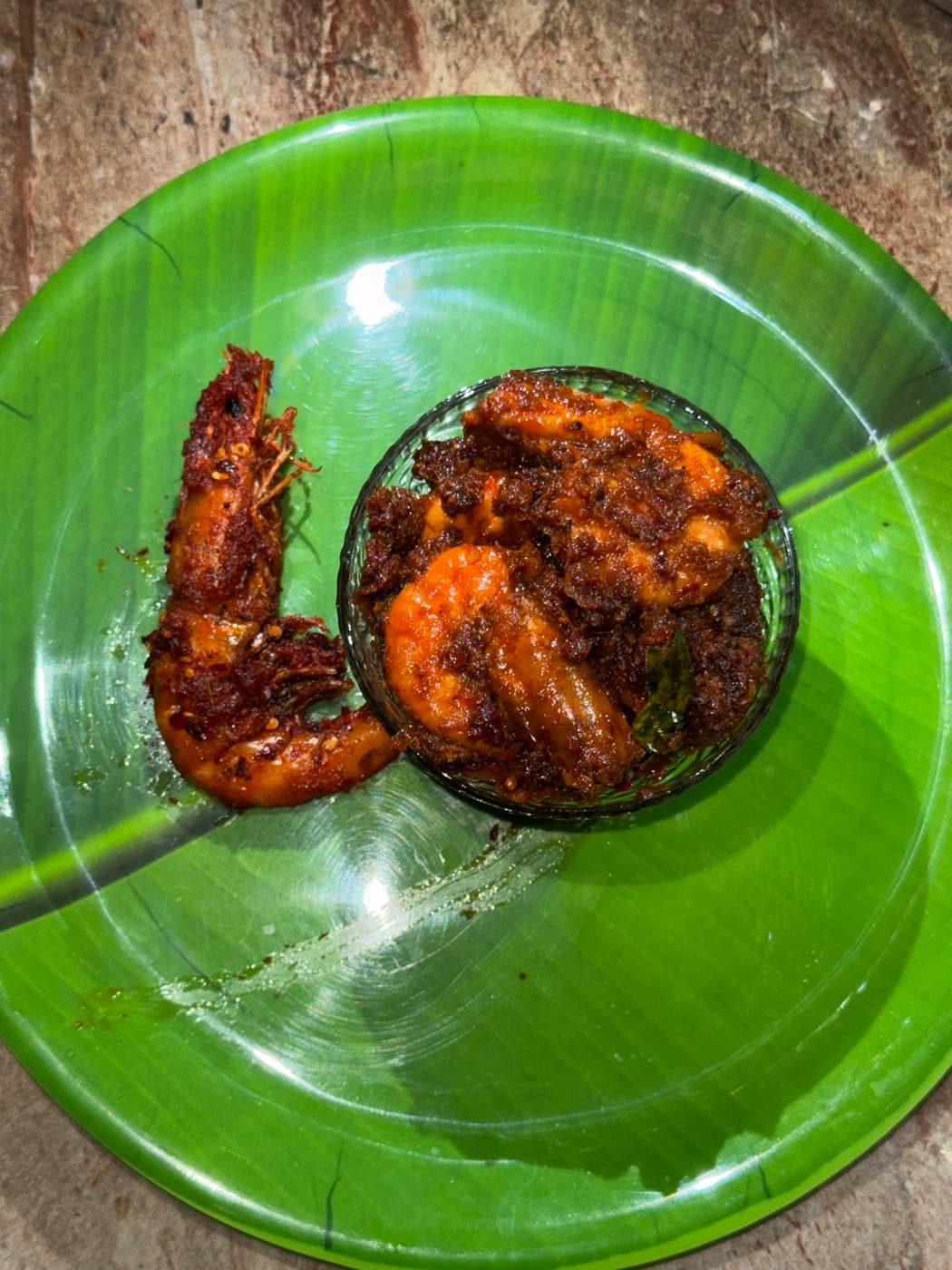 Kerala-style prawns roast with onions and curry leaves